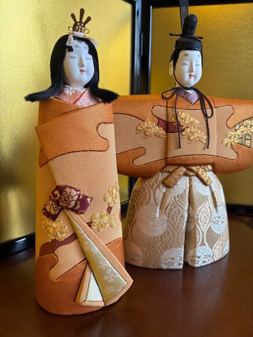 最終値下げ！真多呂人形　男雛30㎝女雛25㎝　雛人形　木目込人形　金屏風と飾り台