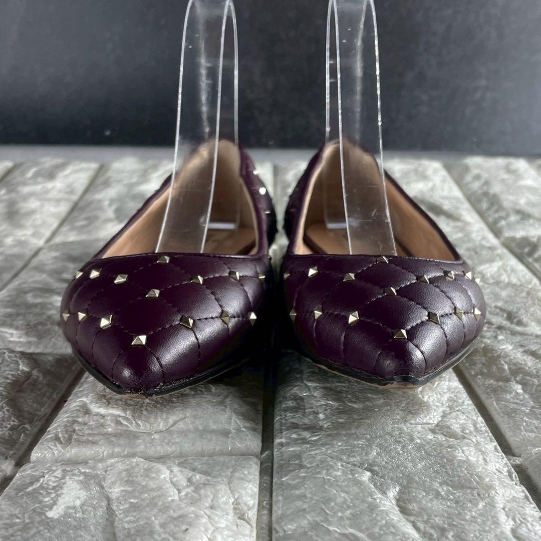 ヴァレンティノ ロックスタッズ キルティング フラットパンプス レザー 23.5