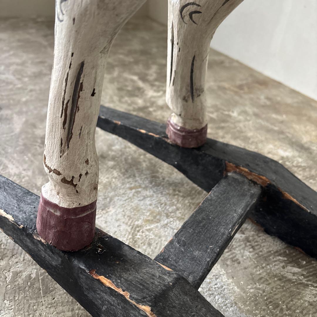 希少古い木の木馬　もくば　ロッキングホース　オブジェ　店舗什器　当時物　ジャンク