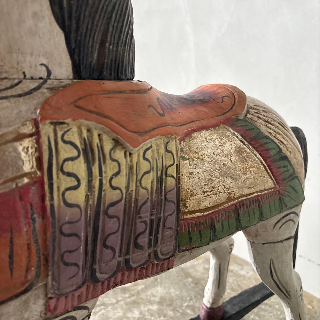 希少古い木の木馬　もくば　ロッキングホース　オブジェ　店舗什器　当時物　ジャンク