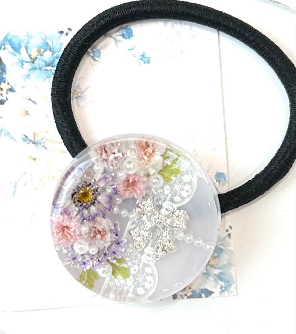 メグえもん様　レジンヘアゴム　ポニーフック　ドライフラワー　No.291