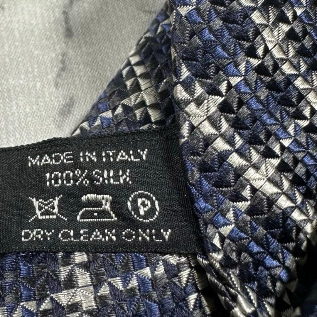 TOM FORD ネイビー チェック柄 シルク100%ネクタイ イタリア製