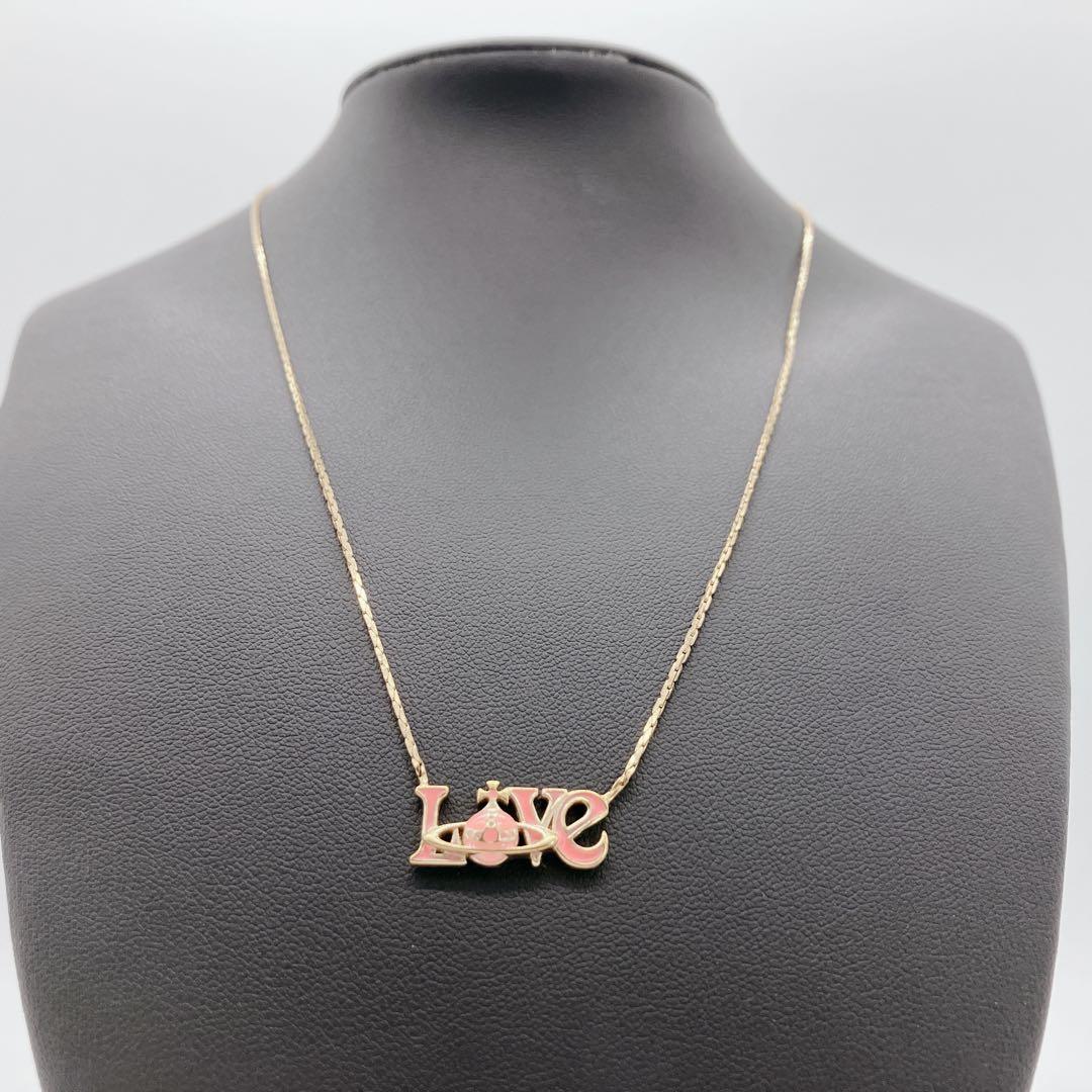 ヴィヴィアンウエストウッド　ネックレス　ラブ ゴールドチェーン　オーブ　ピンク