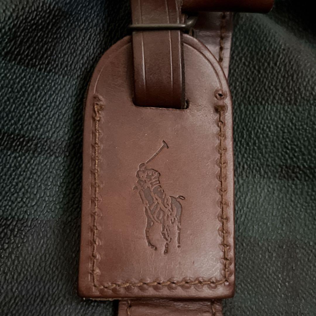 ポロラルフローレン　2way ボストンバッグ　チェック柄　旅行カバン　グリーン