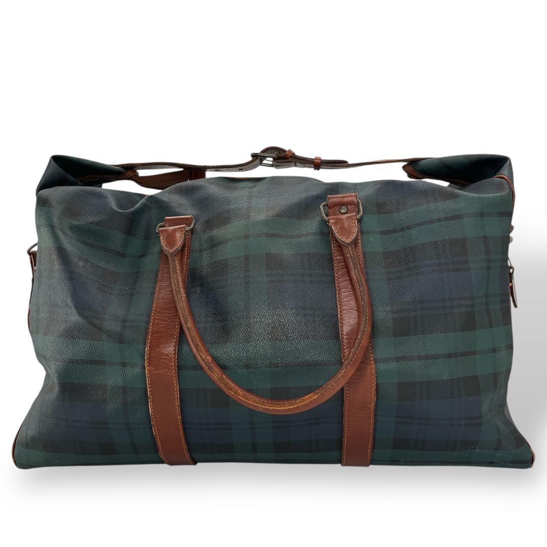 ポロラルフローレン　2way ボストンバッグ　チェック柄　旅行カバン　グリーン