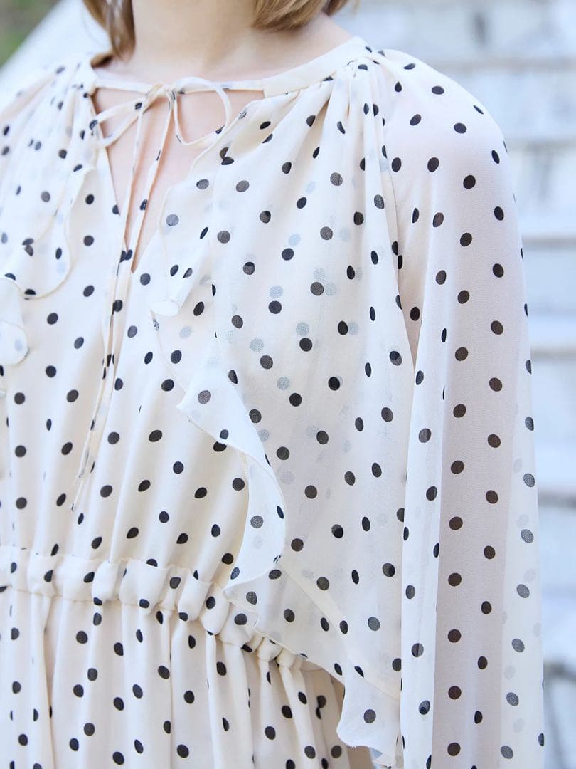 ⭐︎ゆな⭐︎EIMY ISTOIRE ドットギャザーフリルワンピース