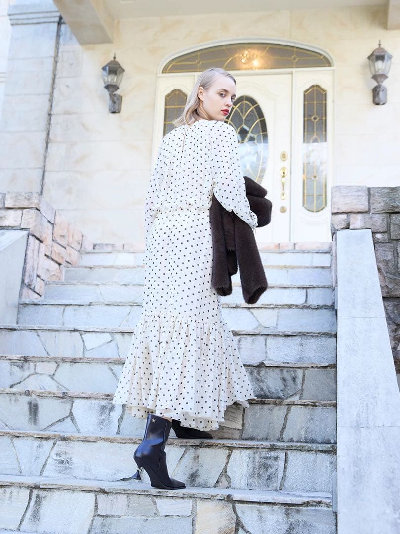 ⭐︎ゆな⭐︎EIMY ISTOIRE ドットギャザーフリルワンピース