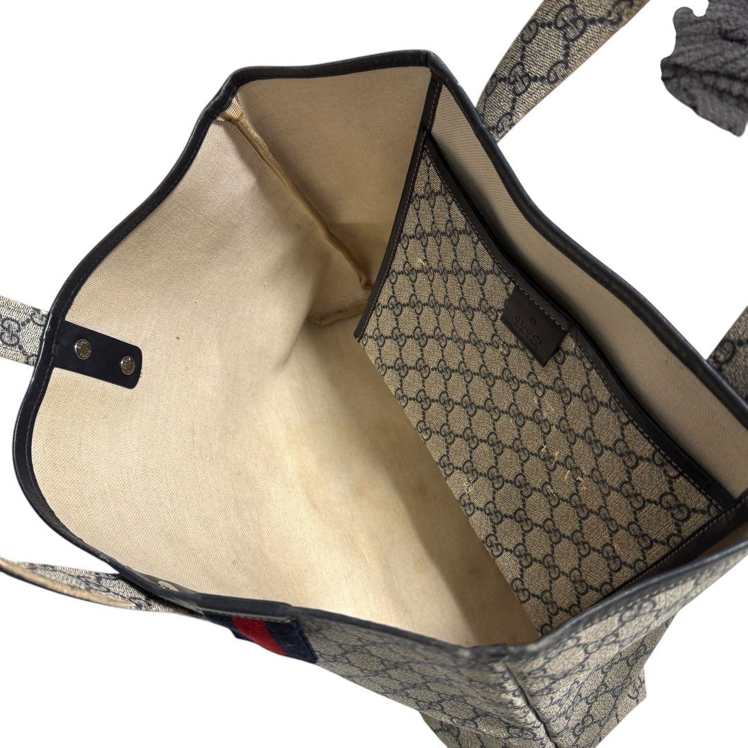 GUCCI ハンドバッグ シェリーライン GG柄 ネイビー 肩掛け A4可能