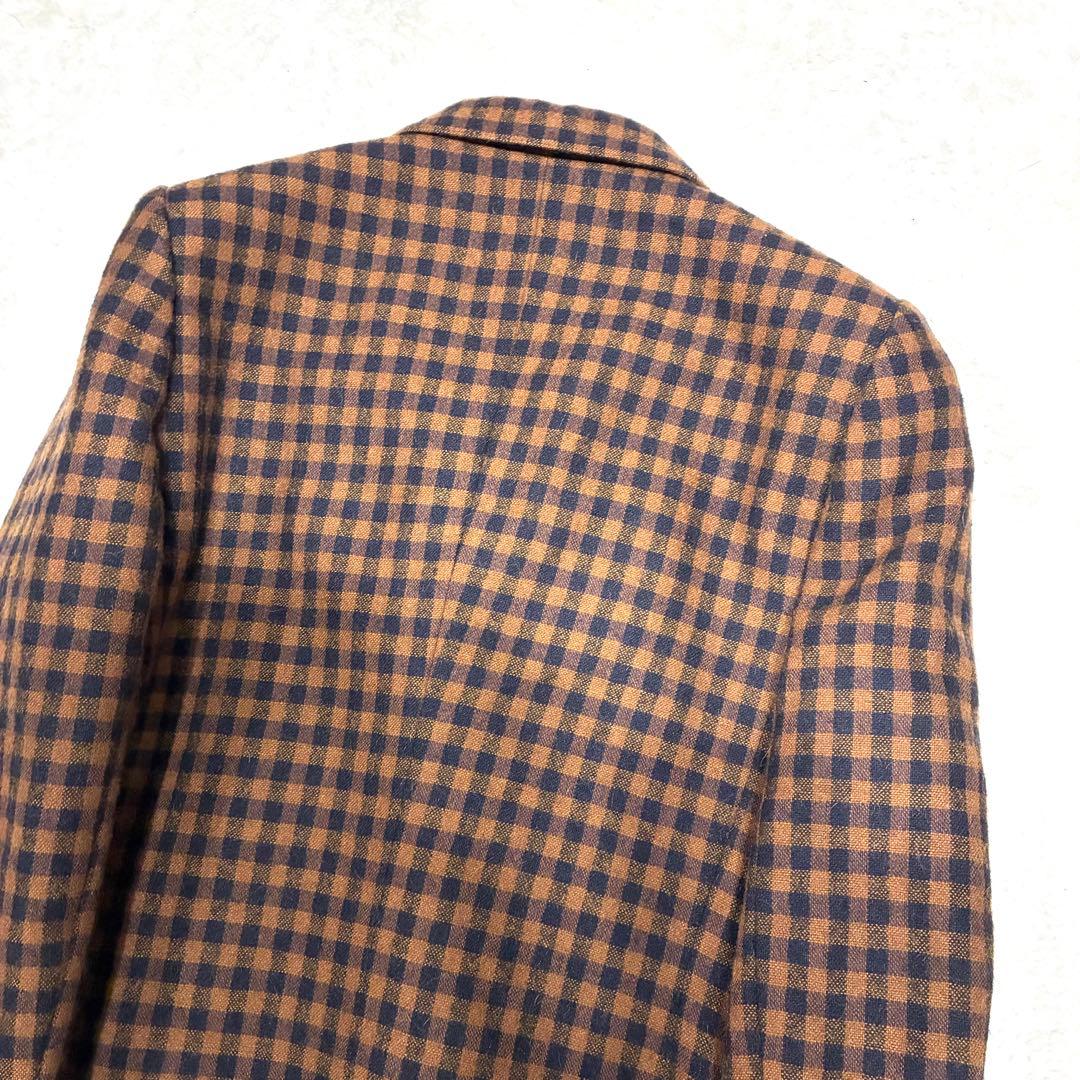 Christian Dior テーラードジャケットチェック柄 ブラウン L