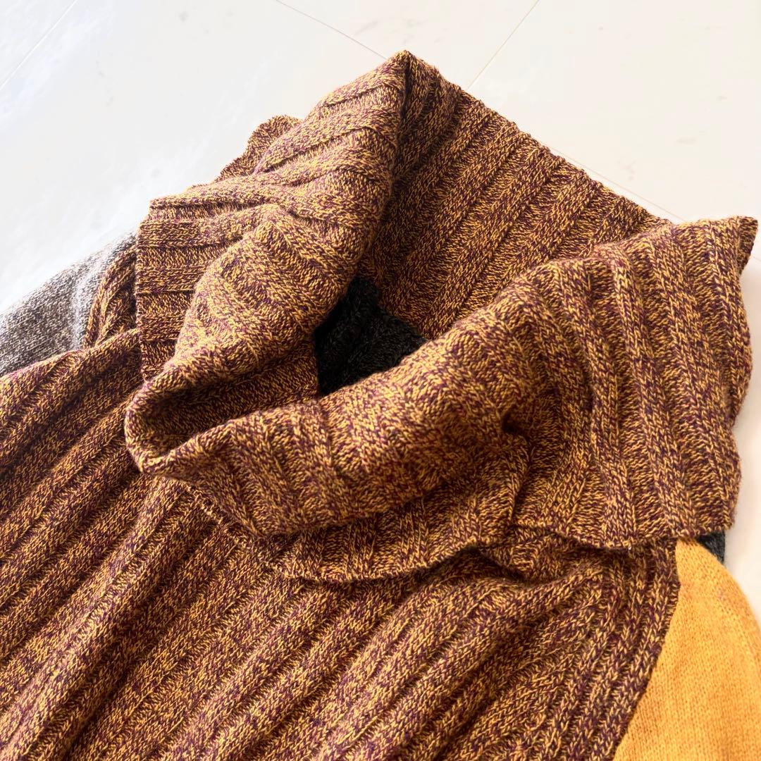 未使用級 β ベータ ゆったり ニットワンピース バイカラー 体系カバー B刺繍