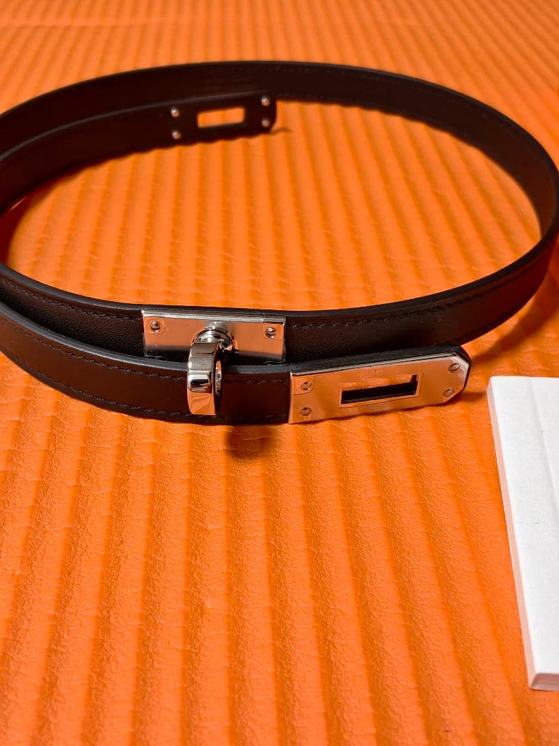 新品 レア エルメス ネックレス ケリーラリアット 黒 ブラック シルバー金具