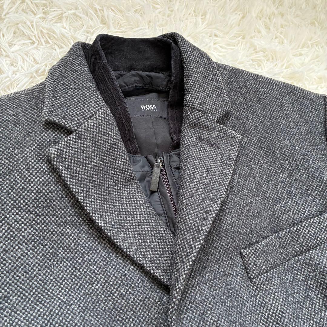 【希少】ヒューゴボス チェスターコート ライナー 46 M ダークグレー