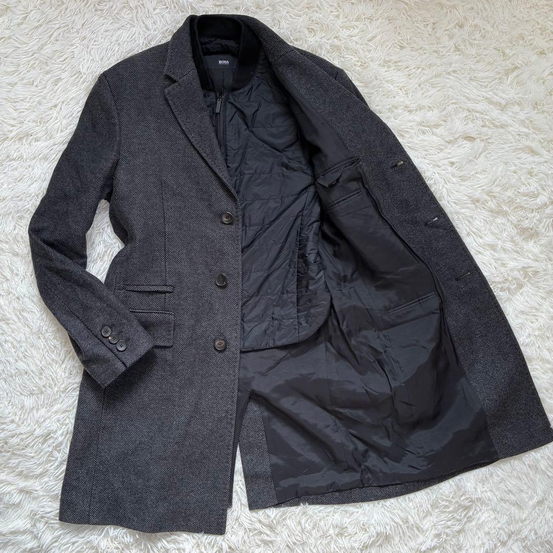 【希少】ヒューゴボス チェスターコート ライナー 46 M ダークグレー