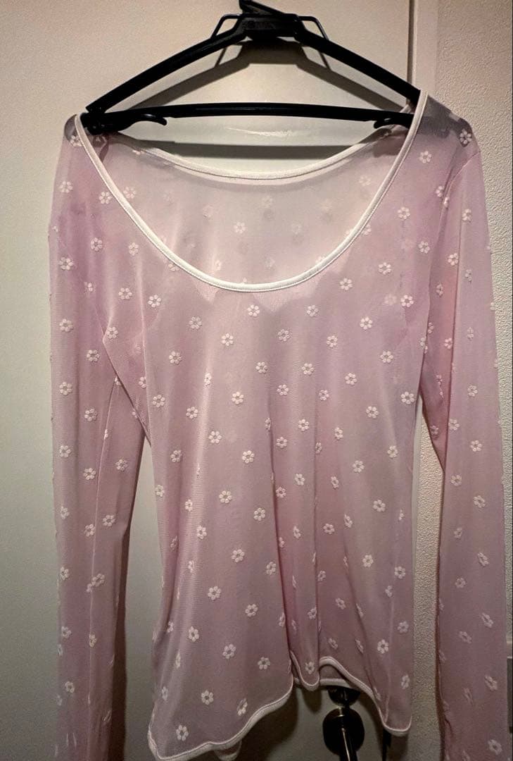 未使用タグ付きHYEONsheer tops \"flower\" / pink