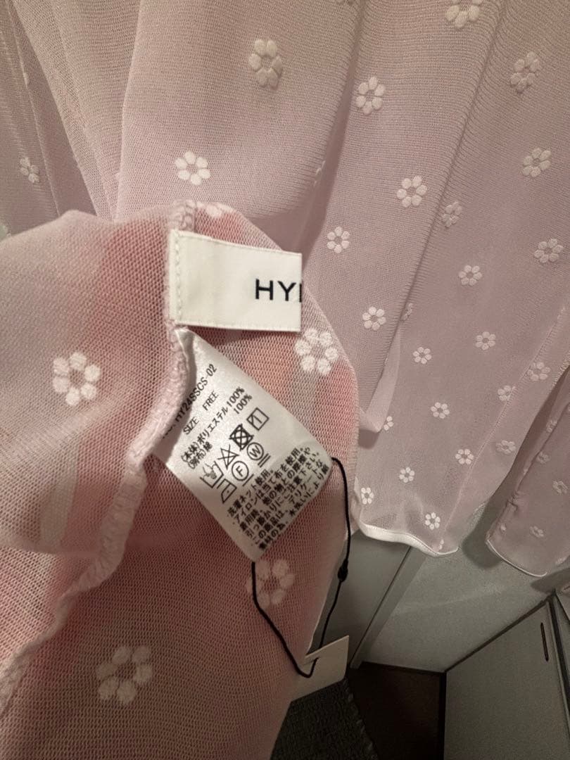 未使用タグ付きHYEONsheer tops \"flower\" / pink