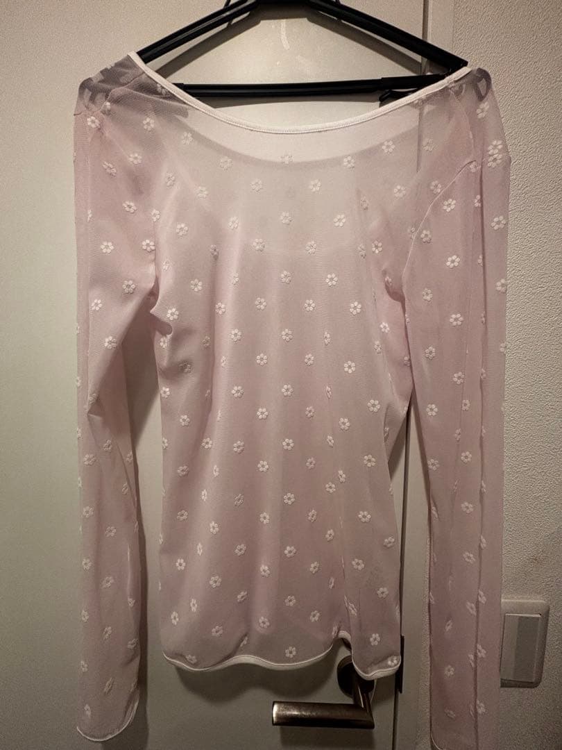 未使用タグ付きHYEONsheer tops \"flower\" / pink