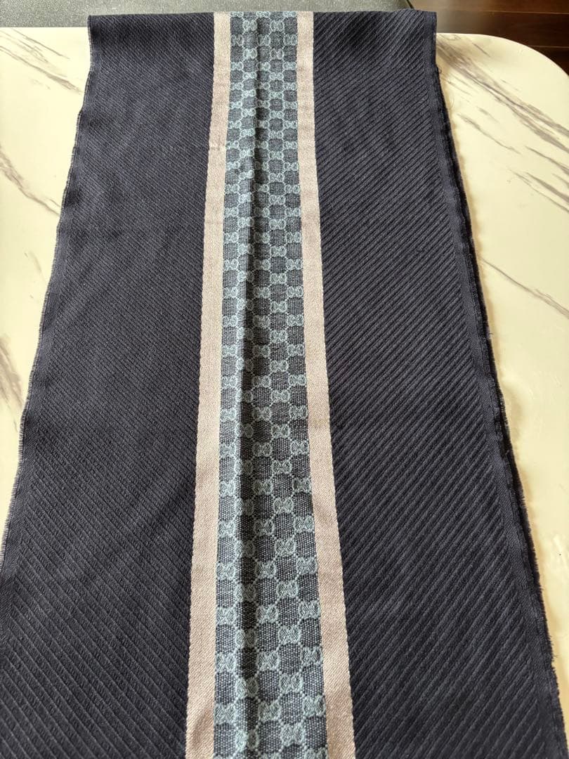 【★8/24までセール中】GUCCI ネイビー ストライプ マフラー