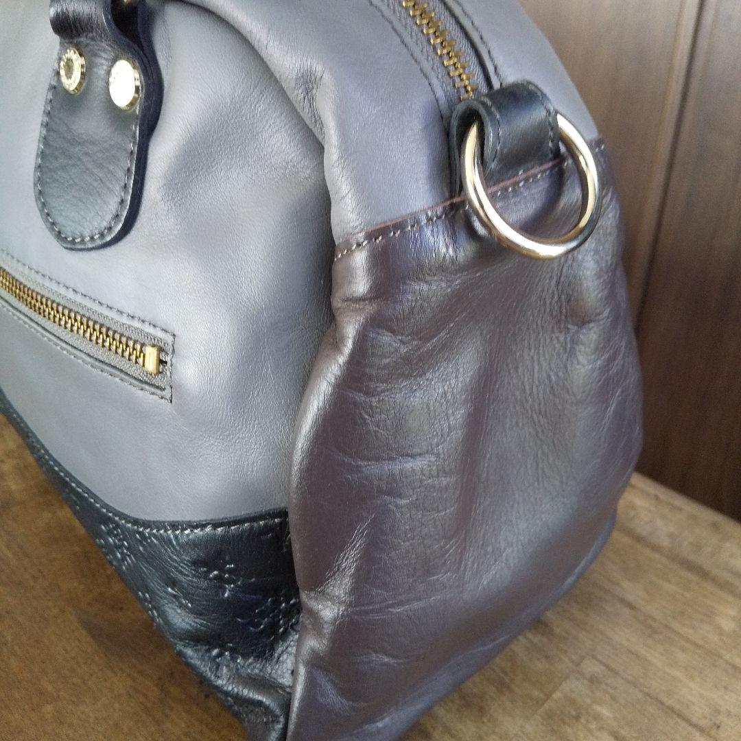 未使用 ラシット軽量レザーショルダーボストン肩掛けバッグ本革2WAY