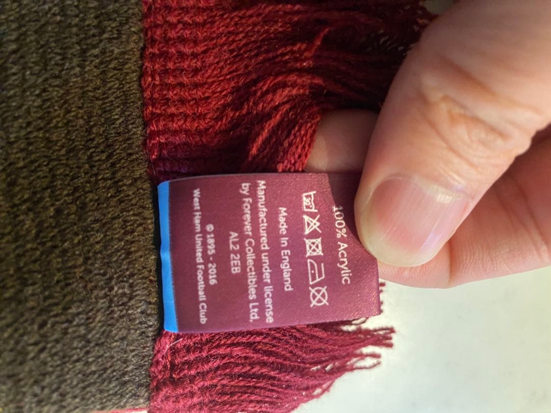 ウエストハム　サッカーマフラー　田中シェンWest Ham United