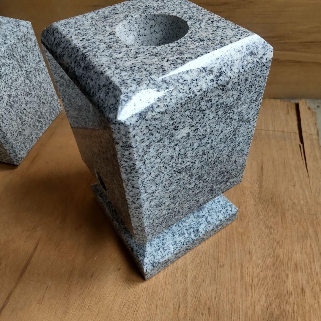 石の花立とステンレス花筒2個セット