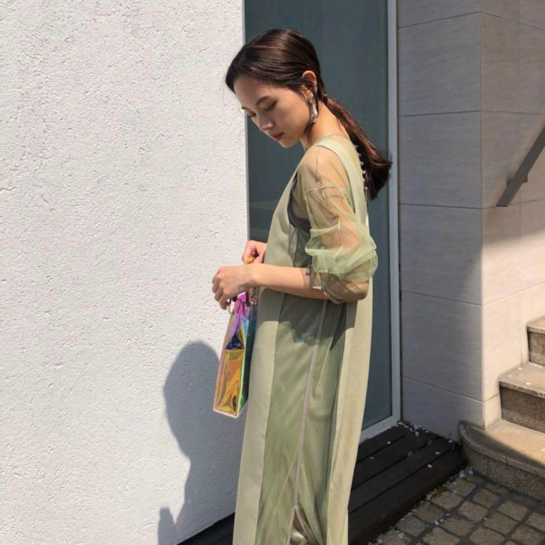 Ameri TULLE DOCKING DRESSチュールドッキングドレス