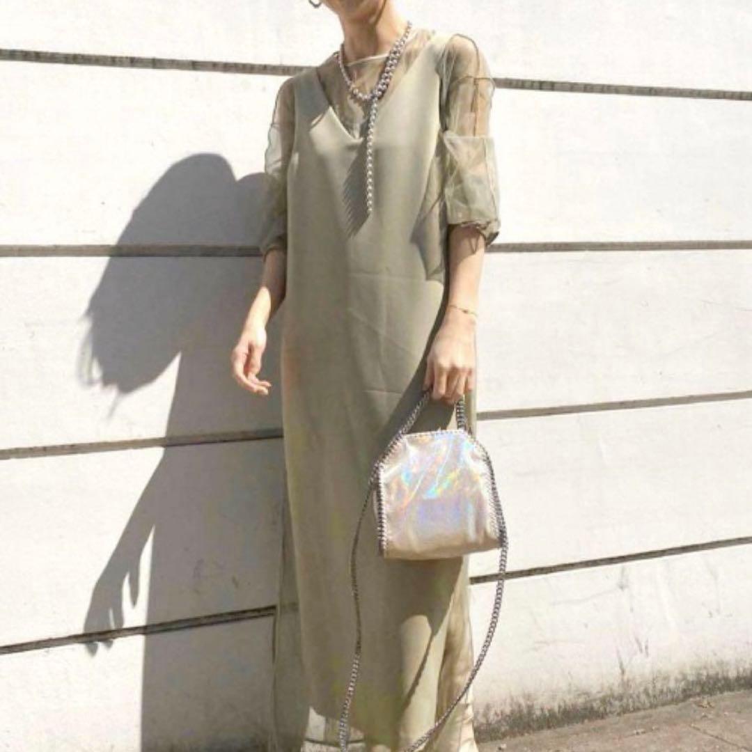 Ameri TULLE DOCKING DRESSチュールドッキングドレス