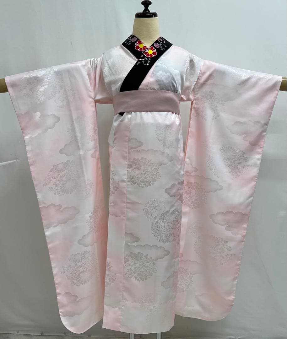 振り袖　フルセット　ブルー　長襦袢付　さくら　金彩加工　刺繍入り　533