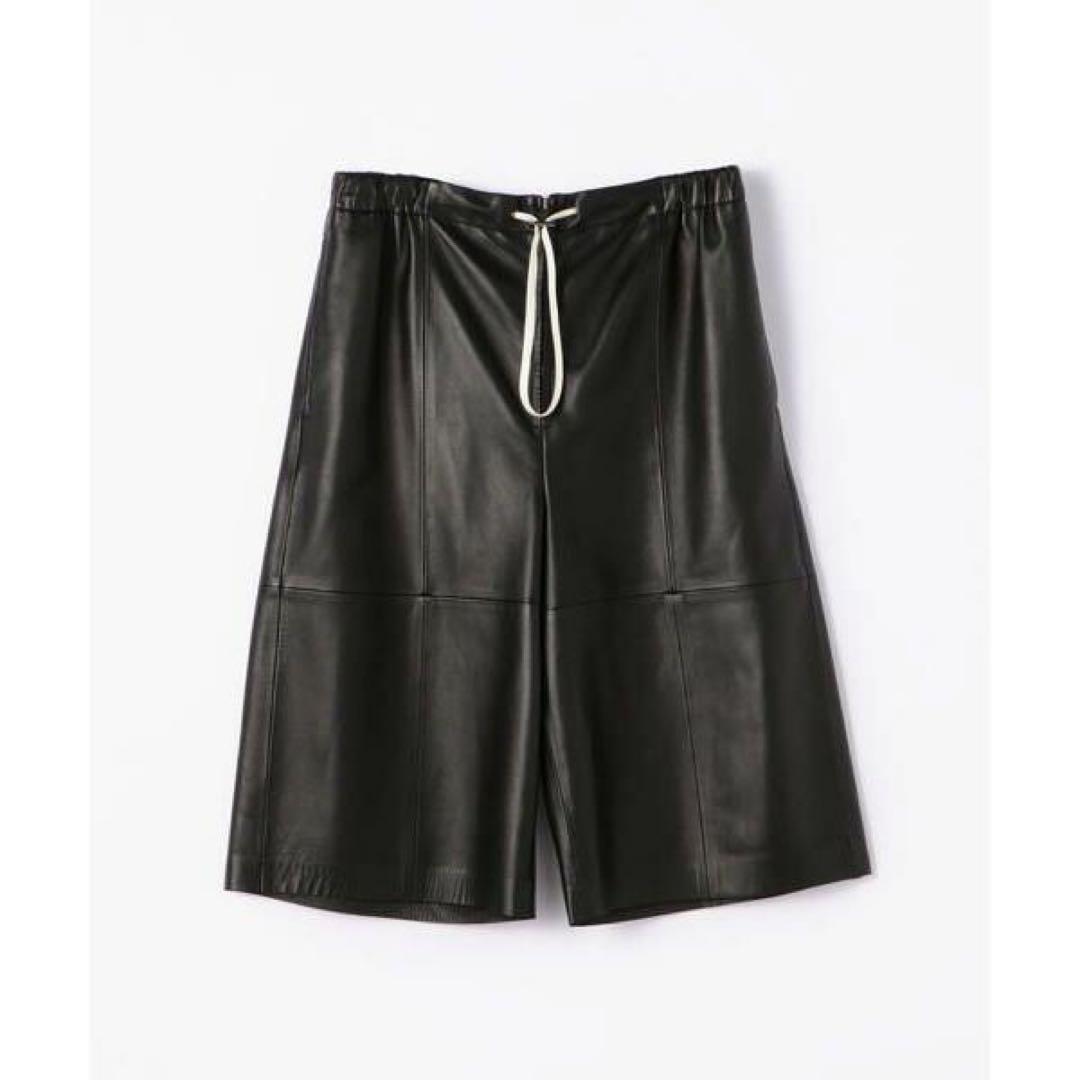 BACCA/ブラック/レザーハーフパンツ