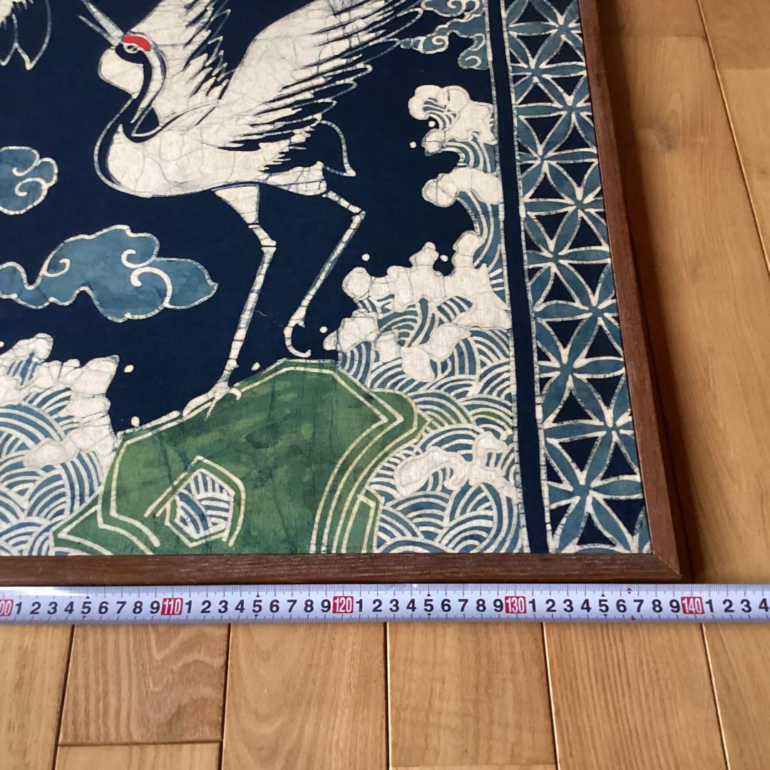 和風 鶴模様の屏風こ骨董品