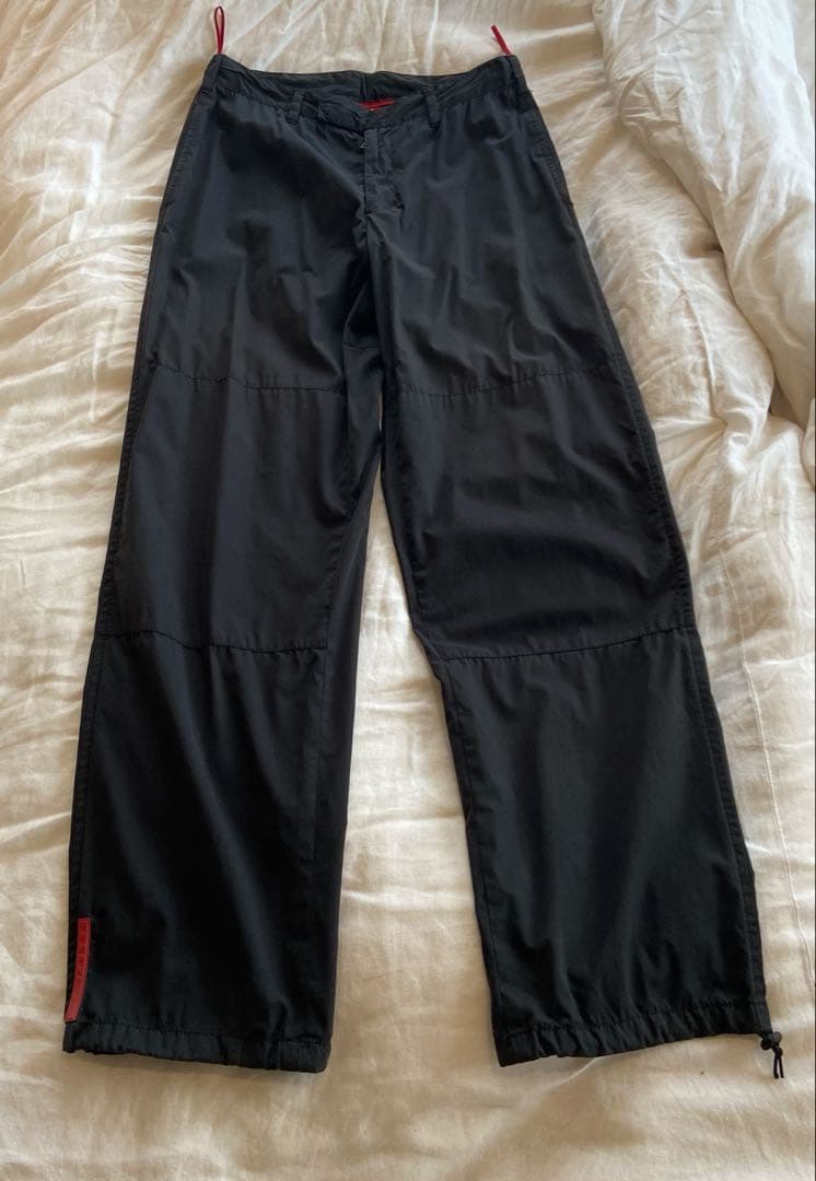 90s 00s プラダ プラダスポーツ 黒 ワイドパンツ 44