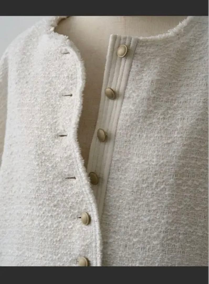 PUAL CE CIN ピュアルセシン スラブツイード ノーカラージャケット