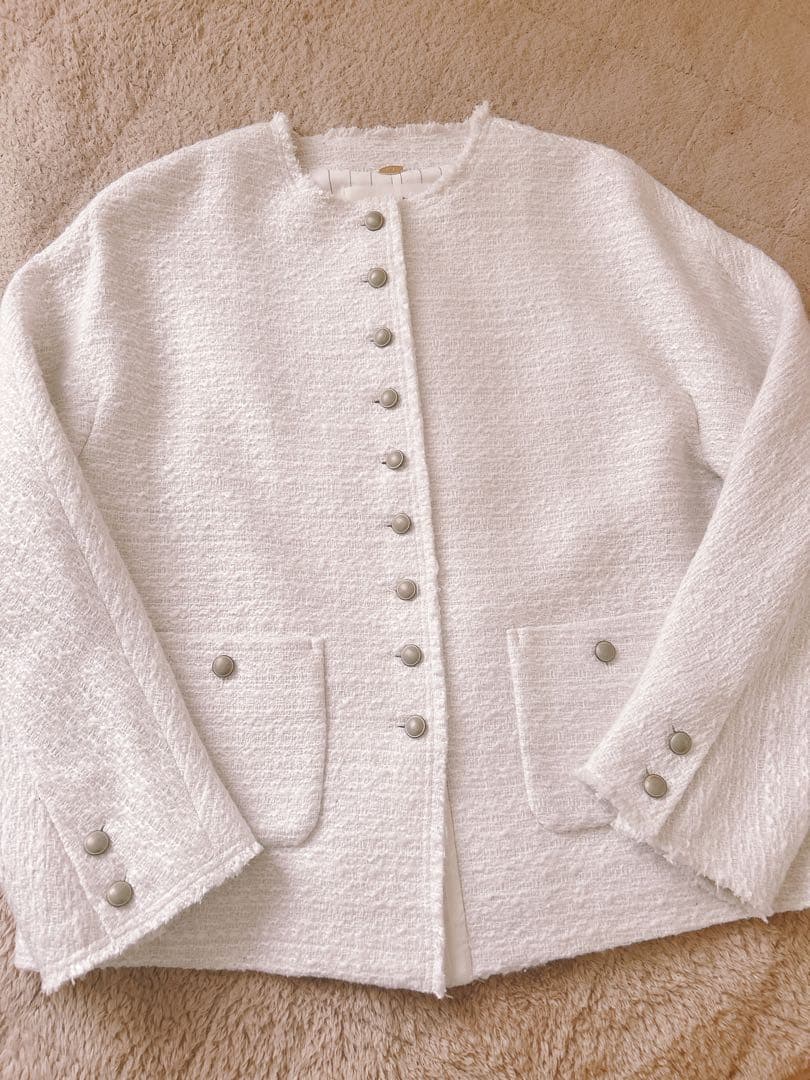 PUAL CE CIN ピュアルセシン スラブツイード ノーカラージャケット