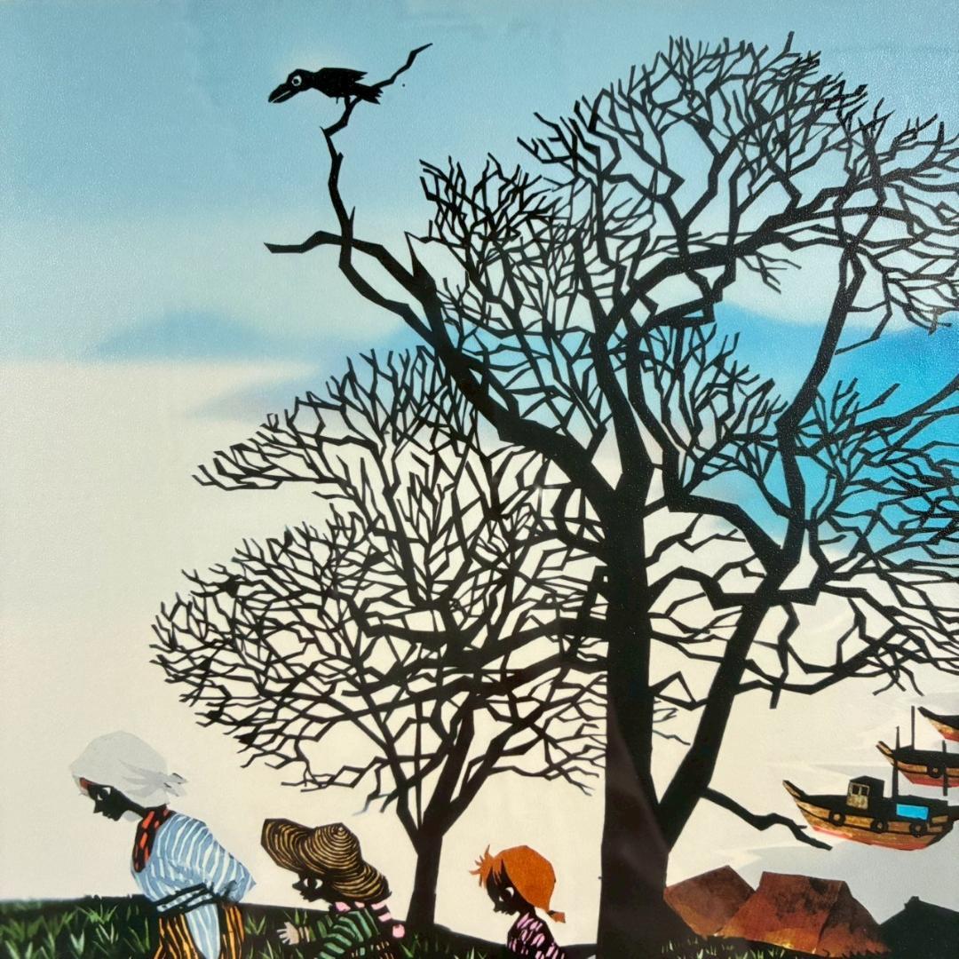 美品 藤城清治「日本の愛唄歌11月 冬景色」レフグラフ 直筆サイン入 楽譜付