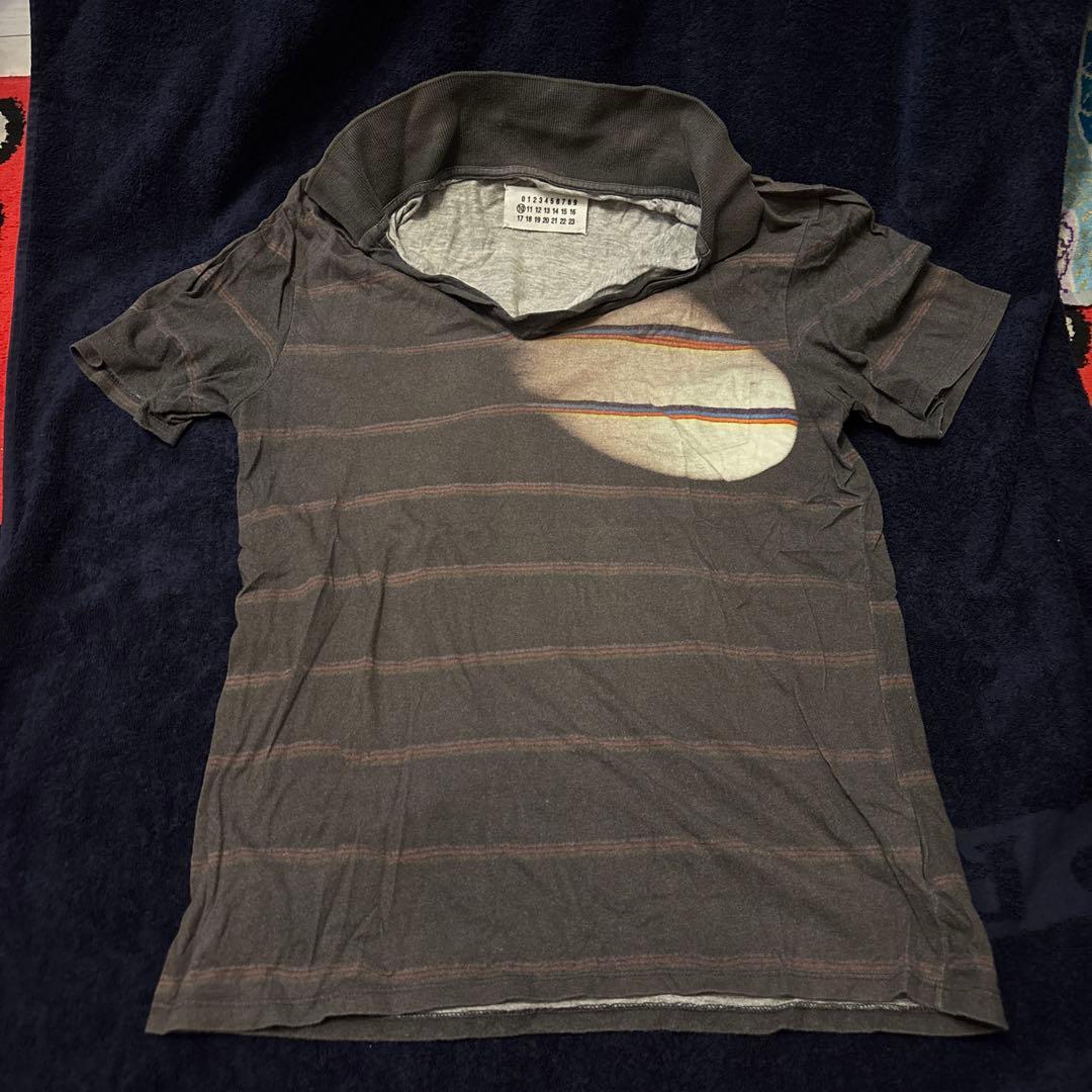 Martin MARGIELA グレー ストライプ ポロシャツ
