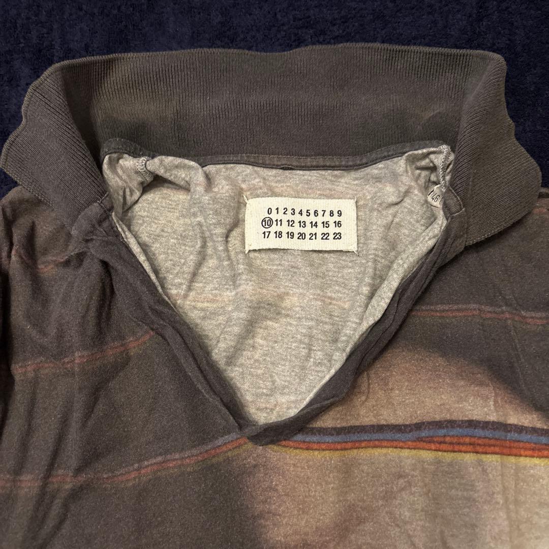 Martin MARGIELA グレー ストライプ ポロシャツ