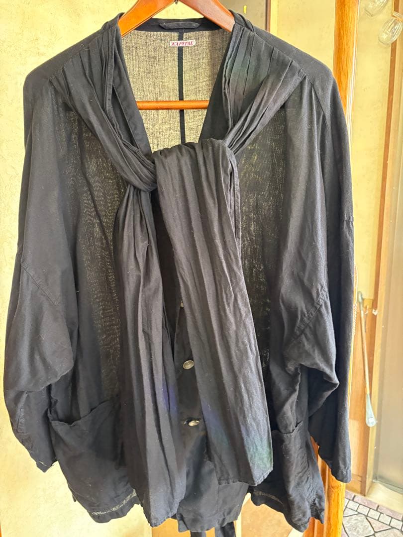 キャピタル　KAPITAL シャツワンピ　薄ジャケット　炭黒　コンチョ