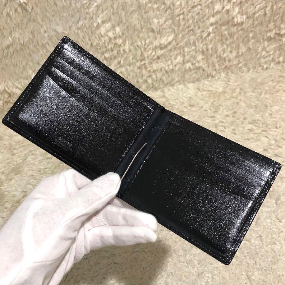 未使用✨ポーター レザー 二つ折り財布 マネークリップ　ブラック　メンズ