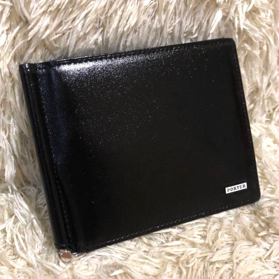 未使用✨ポーター レザー 二つ折り財布 マネークリップ　ブラック　メンズ