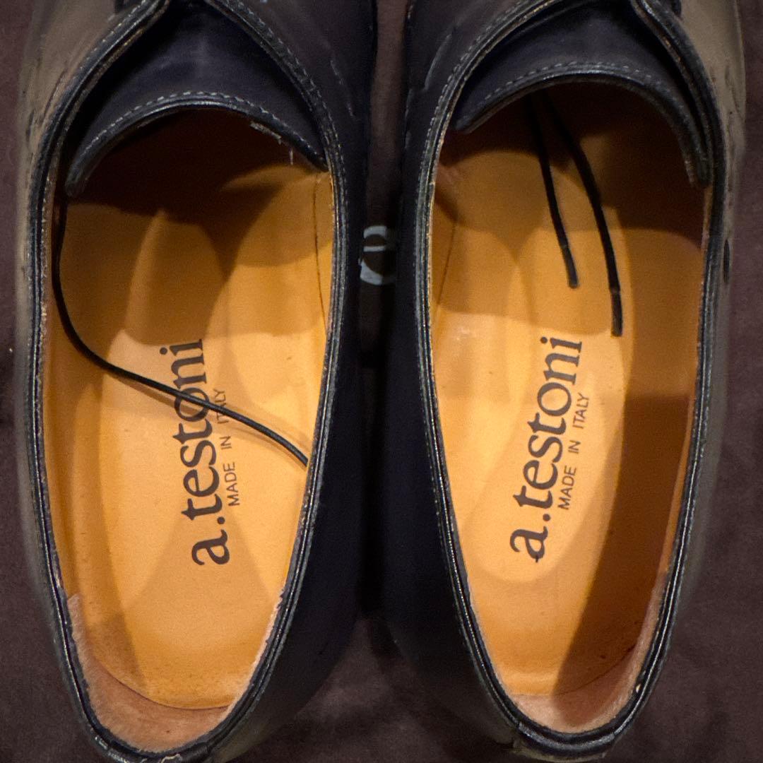 a.testoni⭐️美品・未使用⭐️ネイビー レザー ドレスシューズ