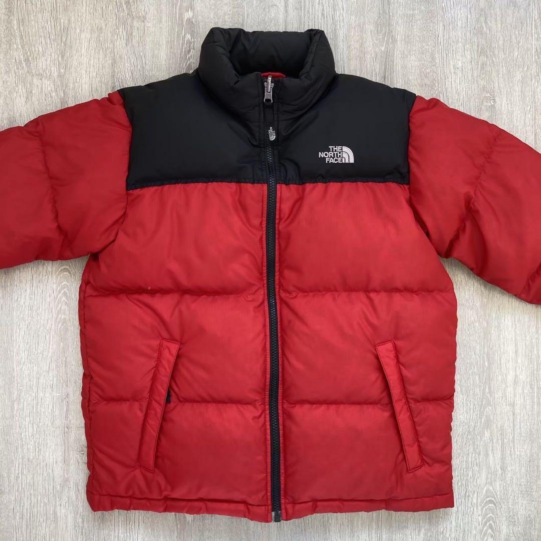 ノースフェイス US規格 600FIL ダウンジャケット レッド×ブラック150