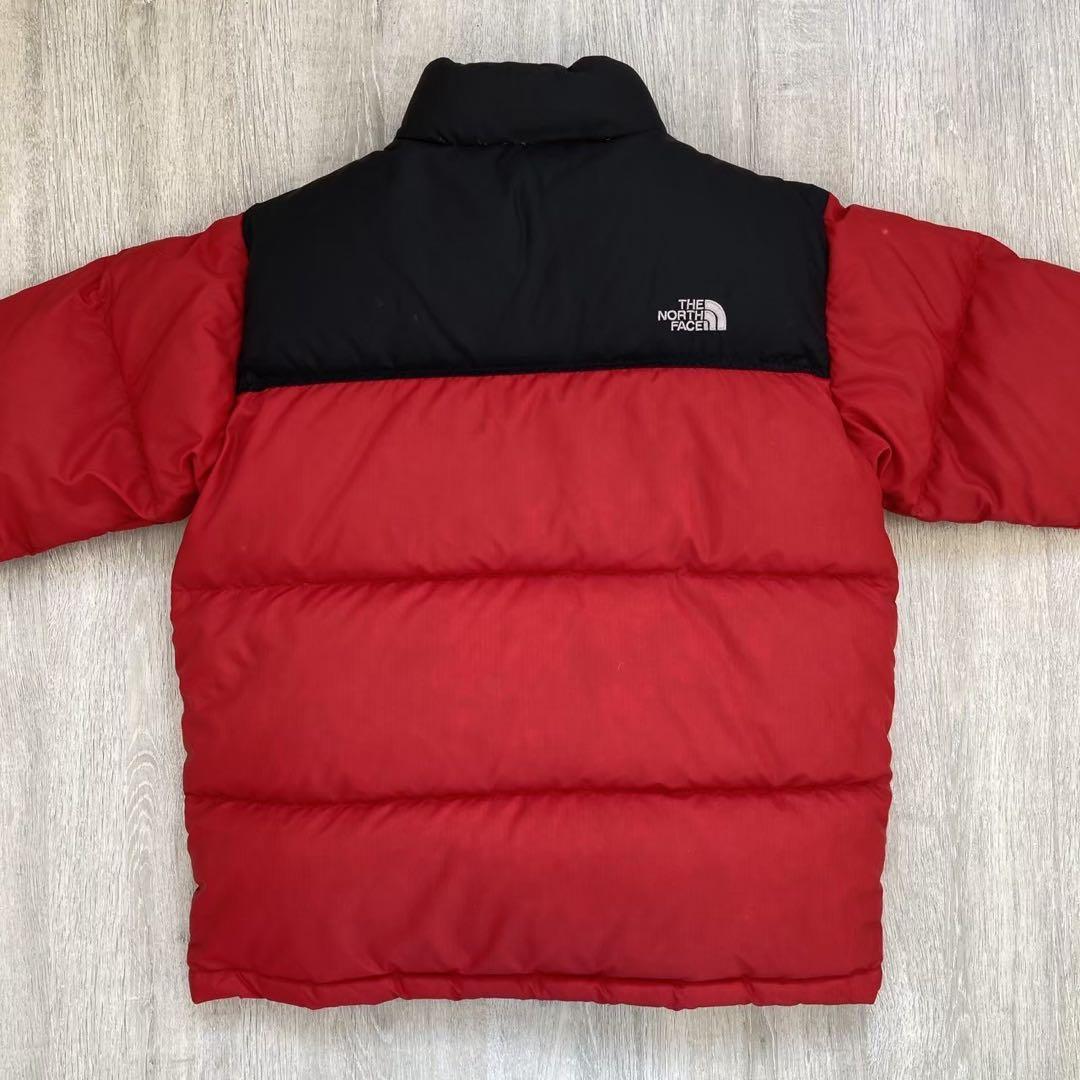 ノースフェイス US規格 600FIL ダウンジャケット レッド×ブラック150