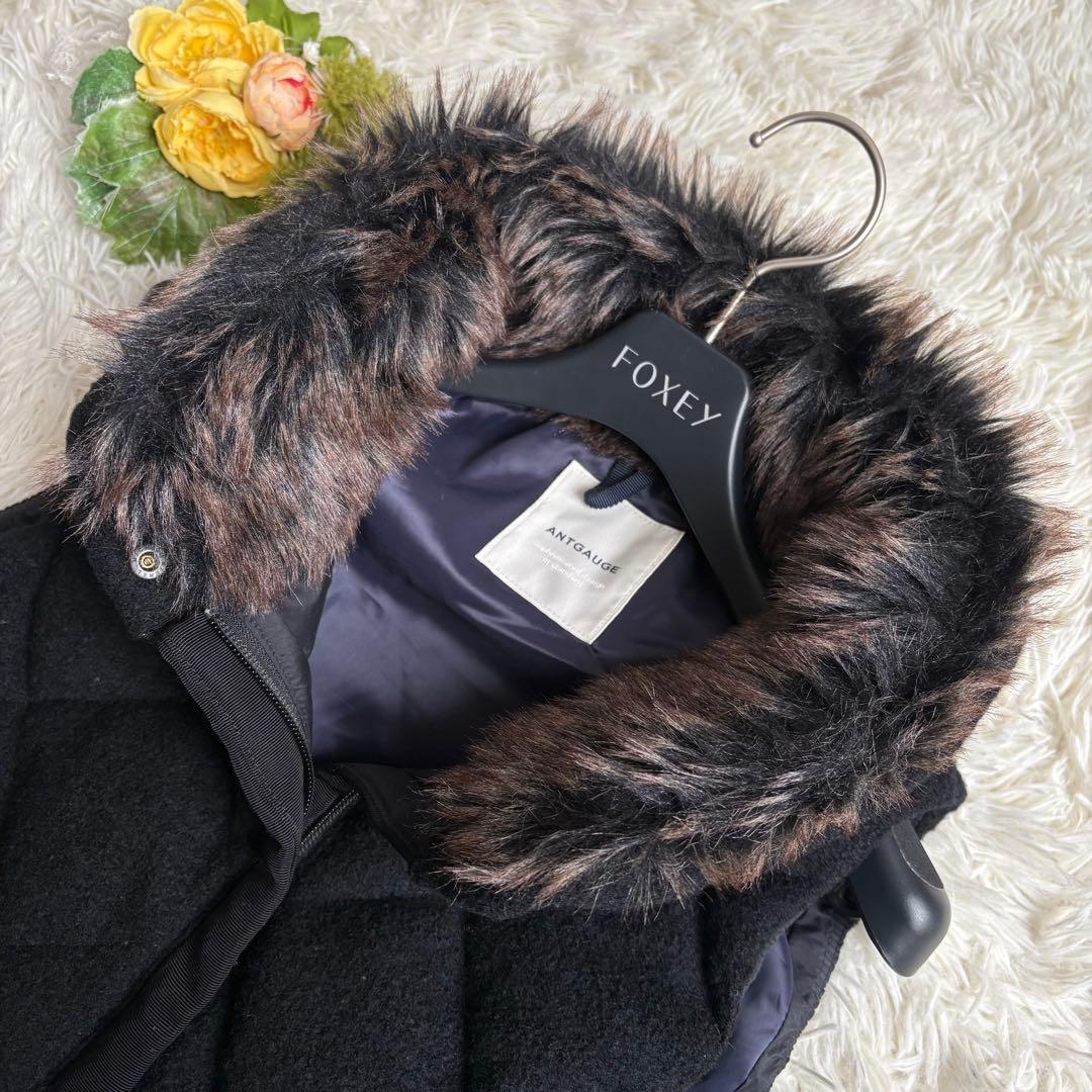 美品♡アントゲージ ダウンベスト ロング ドッキング キルティング ファー F