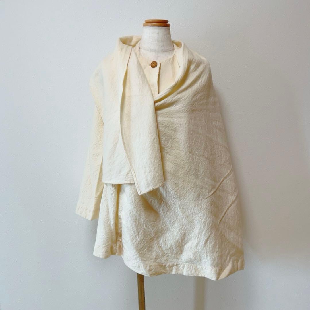 コズミックワンダー ライトソース 圧縮コットンポンチョマントコート オフホワイト