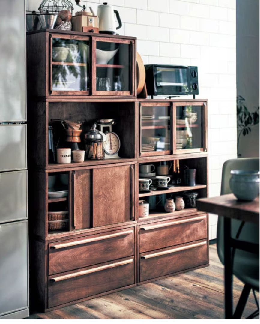 木製ディスプレイユニットボックス　アンティーク収納家具　計3点