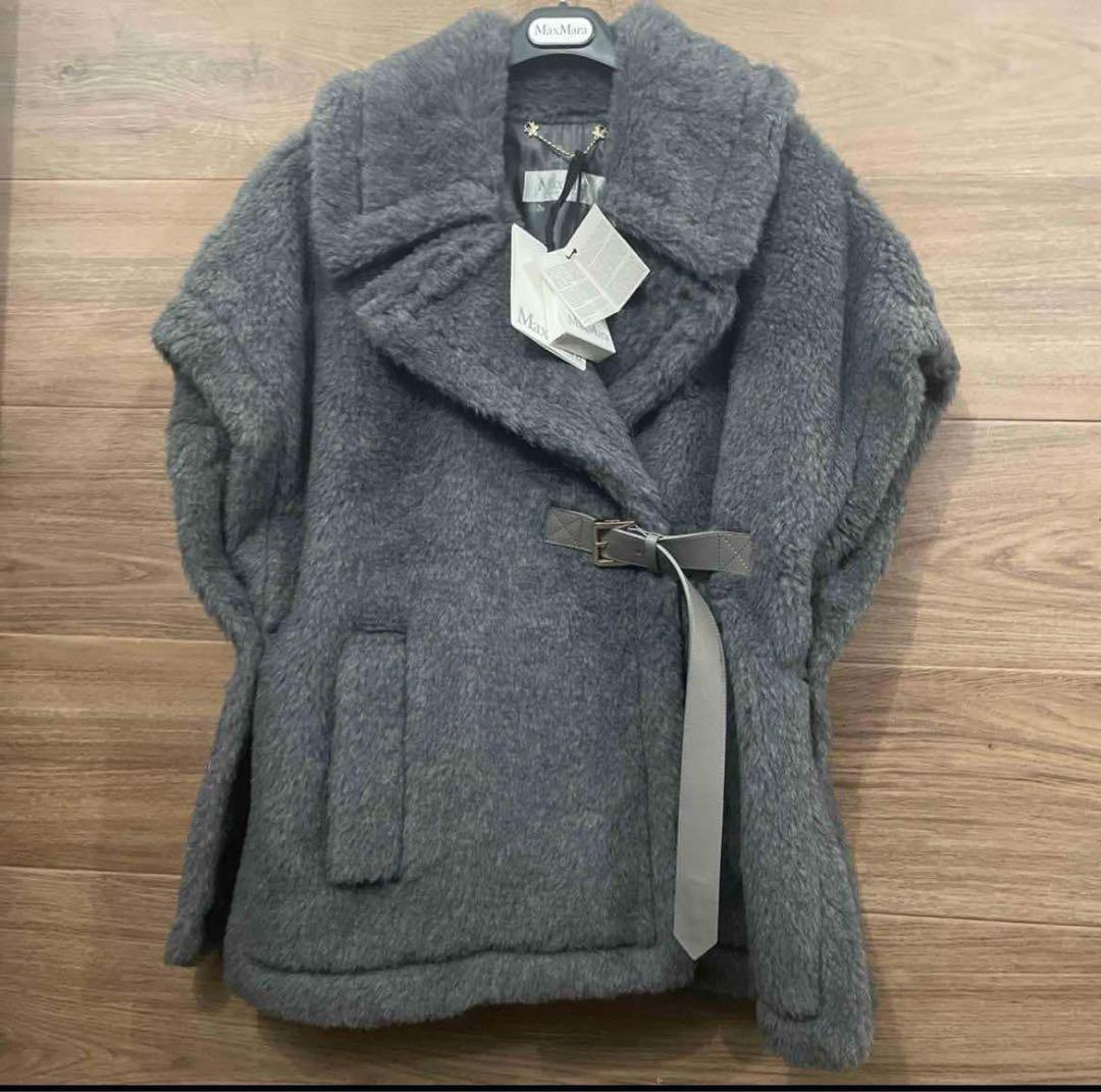 ★coo17★新品未使用MaxMara ABAVO テディベアケープグレー