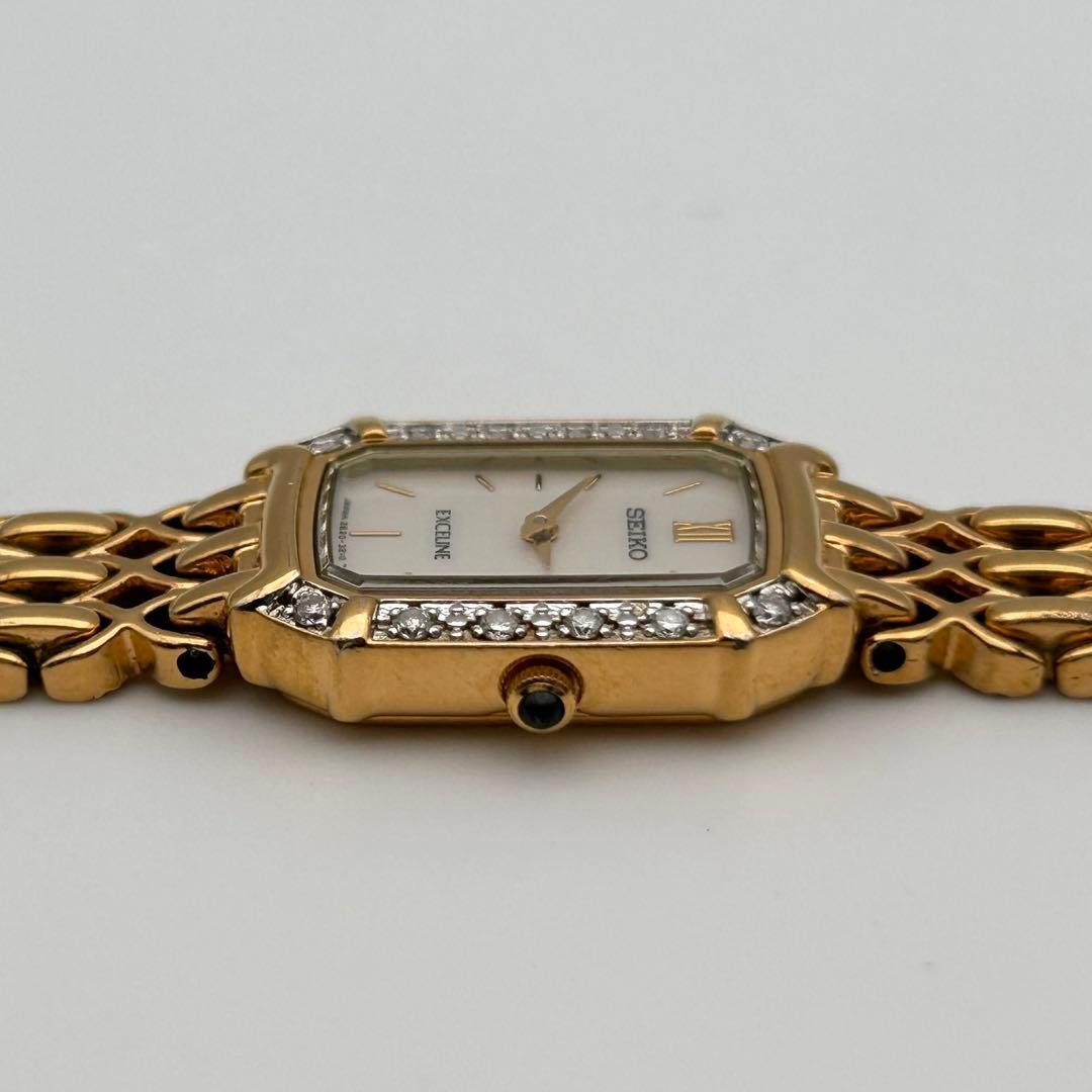 【稼働】SEIKO エクセリーヌ ベゼルダイヤ シェル文字盤 2E20-7460