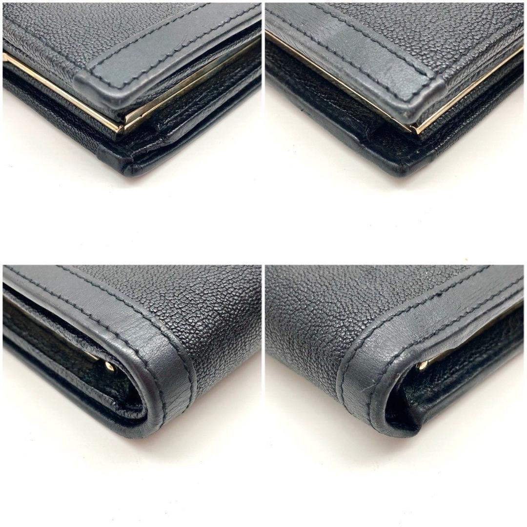 ブルガリ ドッピオトンド ブラック レザー がま口財布 二つ折り財布 71013