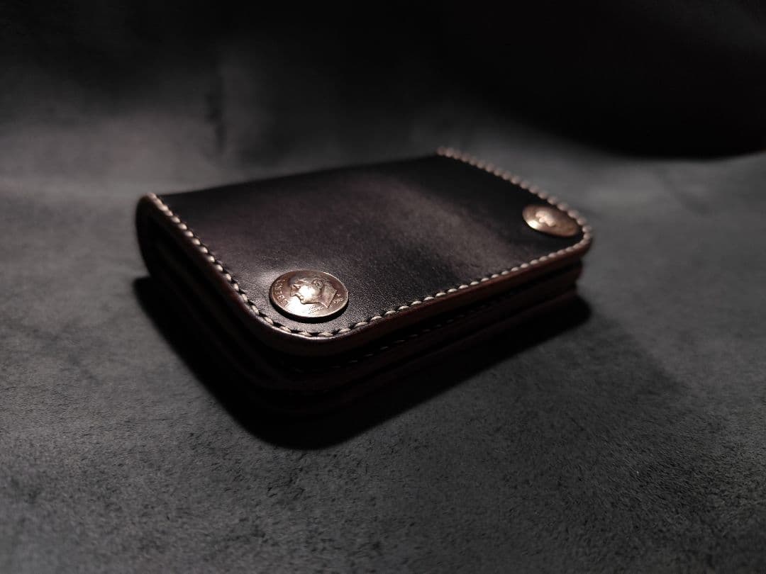 HORWEENクロムエクセル ショートトラッカーウォレット⑬　ブラック　コンチョ