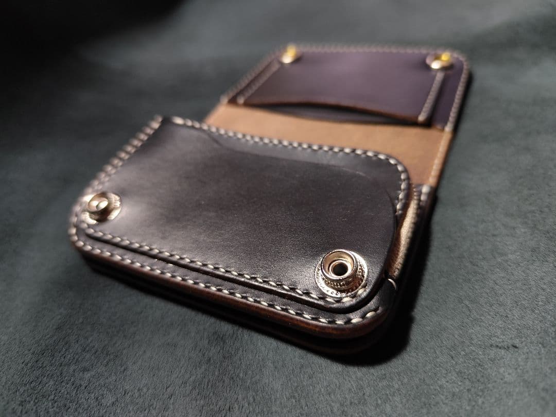 HORWEENクロムエクセル ショートトラッカーウォレット⑬　ブラック　コンチョ