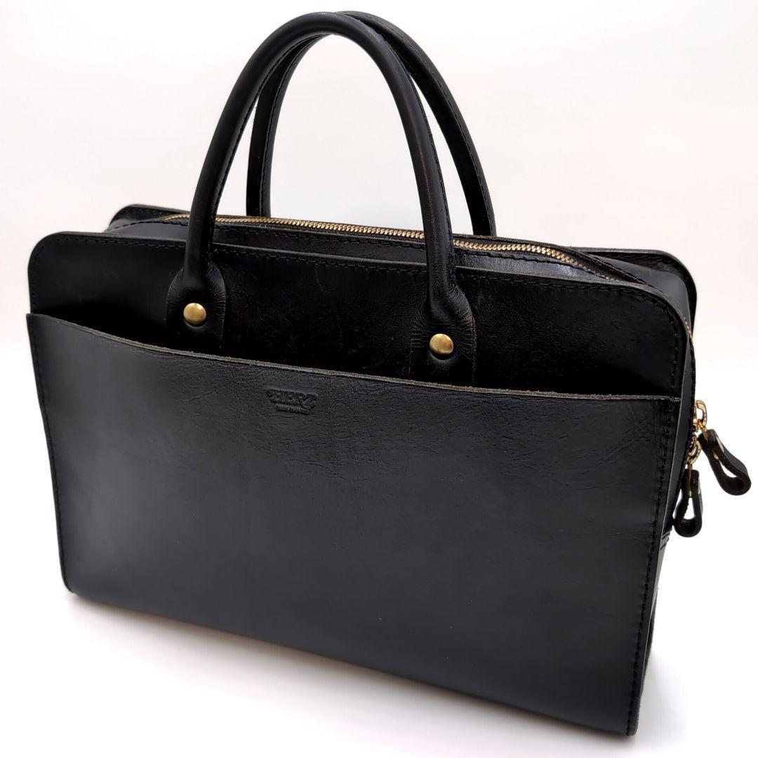 HERZ　ヘルツ　ブリーフケース　堅牢　ビジネスバッグ　ヌメ革　レザー　ブラック